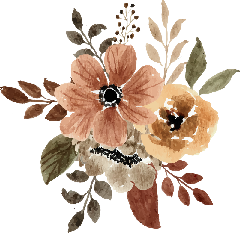 Brown Earthy Watercolor Flower Arrangement Bouquet